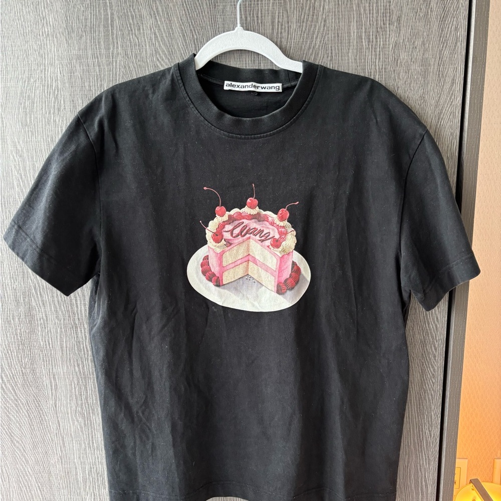 Alexander Wang Black T-Shirt with Cake Design